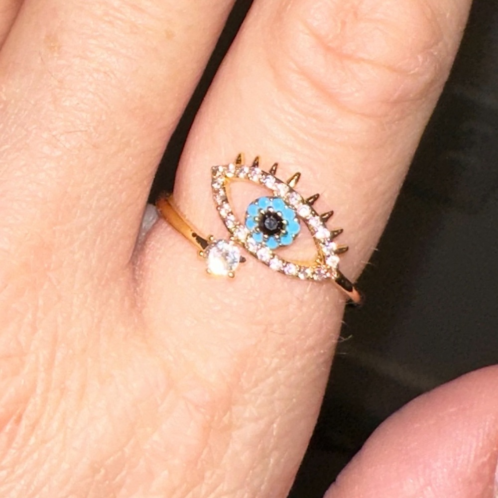 BEAUTIFUL EVIL EYE RING - Gold Color - Picture 7 of 7
